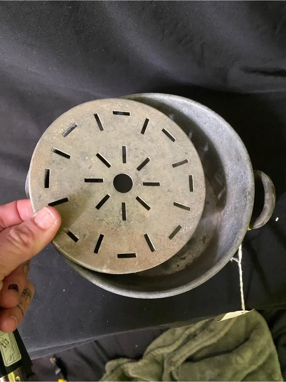 Vintage bucket with strainer disc